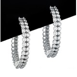 5.75 Cts. 18K White Gold Double Row Inside Out Diamond Hoop Earrings